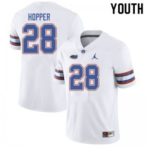 Youth Florida Gators #28 Ty'Ron Hopper NCAA Jordan Brand White Authentic Stitched College Football Jersey MKY0162RB